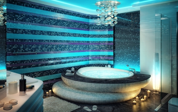 Подиумная ванна с мозаикой